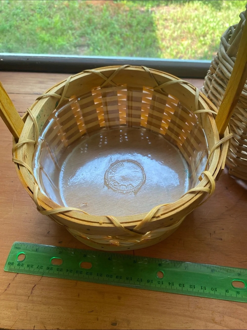 Woven Natural Rattan Basket with Handle - Natural Color